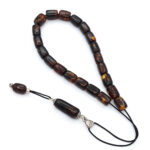 Pressed Baltic Amber kompoloi with 925 Sterling Silver