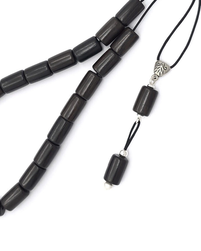 Ebony Kompoloi with Silver Fittings