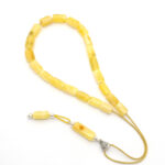 Yellow matt, Baltic Amber and 925 Silver Kompoloi
