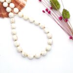 White Chaolite and hematine necklace with 925 gold-plated silver, code K_1