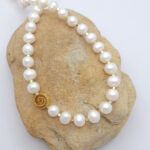 Pearl and hematine necklace with 925 gold-plated silver
