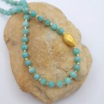 Amazonite Necklace with Gold Plated Silver