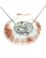 Handmade silver pendant with birds and flowers Handmade silver pendant with birds and flowers