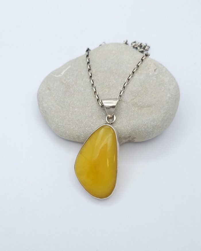 Handmade Baltic Yellow matt Amber Pendant