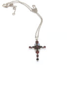 Handmade silver cross with garnet and moonstone Handmade silver cross with garnet and moonstone
