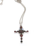 Handmade silver cross with garnet and moonstone Handmade silver cross with garnet and moonstone