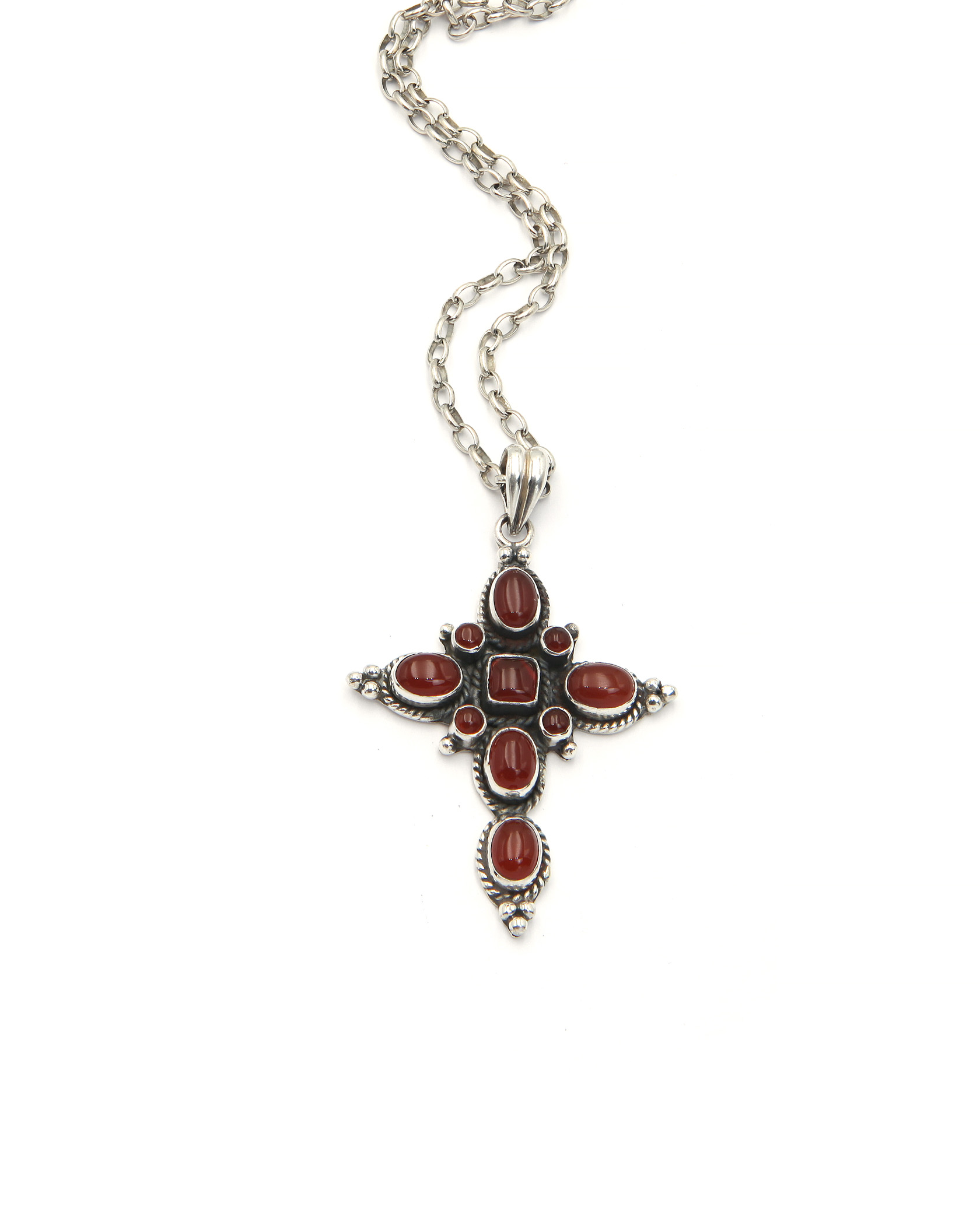 Handmade Silver Cross with Carnelian Handmade Silver Cross with Carnelian