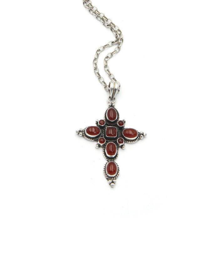 Handmade Silver Cross with Carnelian