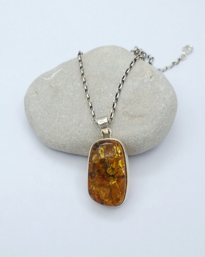 Handmade Baltic Cognac Amber Pendant with inclusions