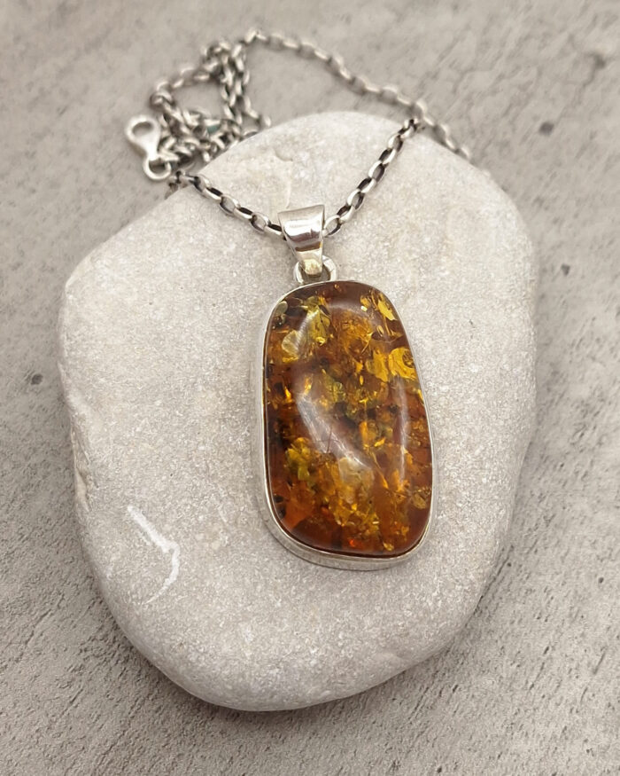 Handmade Baltic Cognac Amber Pendant with inclusions