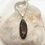Handmade Baltic Green Amber Pendant with inclusions