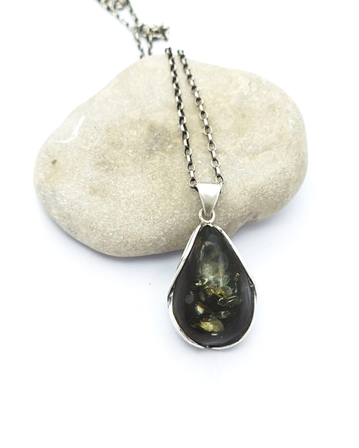 Handmade Baltic Green Amber Pendant with inclusions (Αντιγραφή)