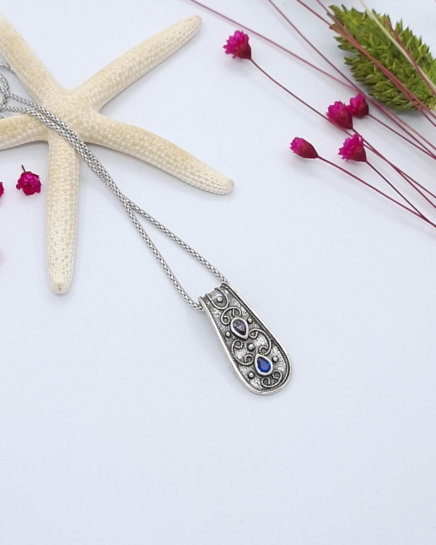 Byzantine pendant made of silver 925 and zircon Byzantine pendant made of silver 925 and zircon