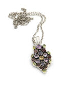 Handmade pendant in 925 silver with peridot, garnet, amethyst and citrine Handmade pendant in 925 silver with peridot, garnet, amethyst and citrine