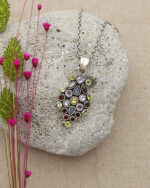 Handmade pendant in 925 silver with peridot, garnet, amethyst and citrine Handmade pendant in 925 silver with peridot, garnet, amethyst and citrine
