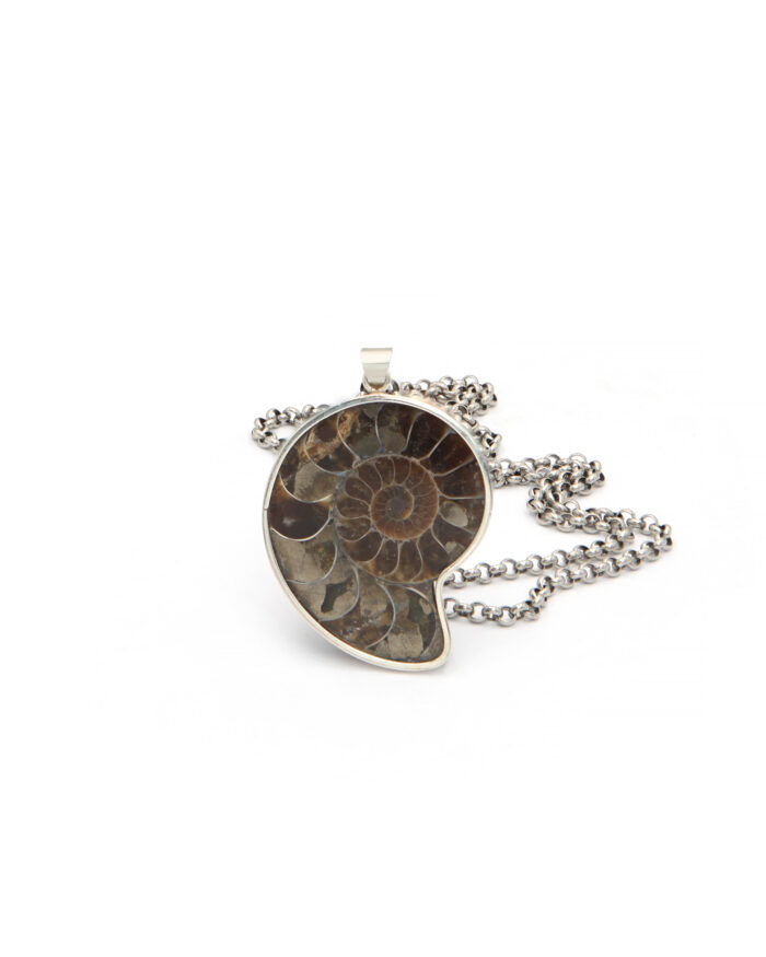 Handmade Ammonite pendant with 925 silver