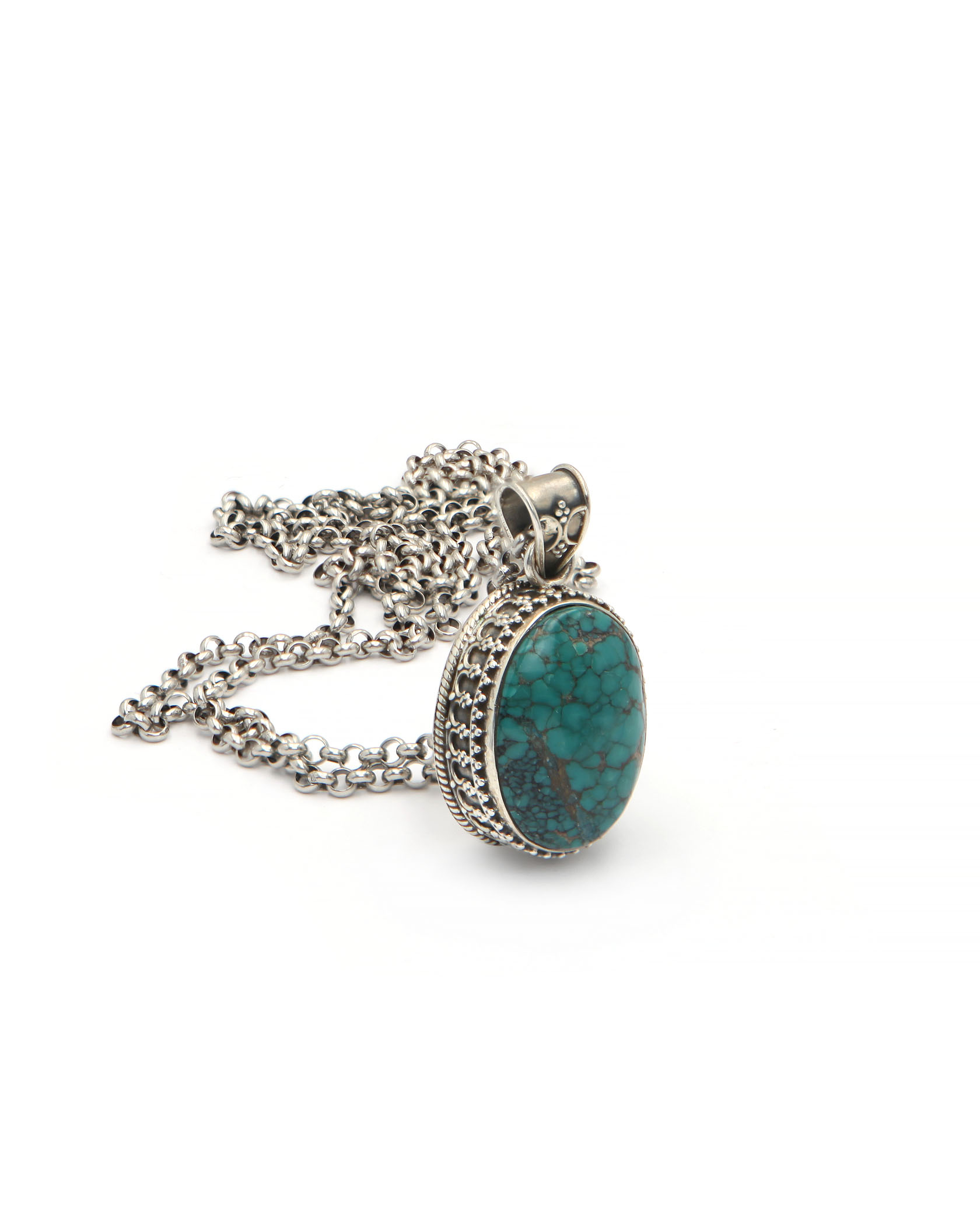 Handmade Pendant with African Turquoise and 925 Silve Handmade Pendant with African Turquoise and 925 Silve