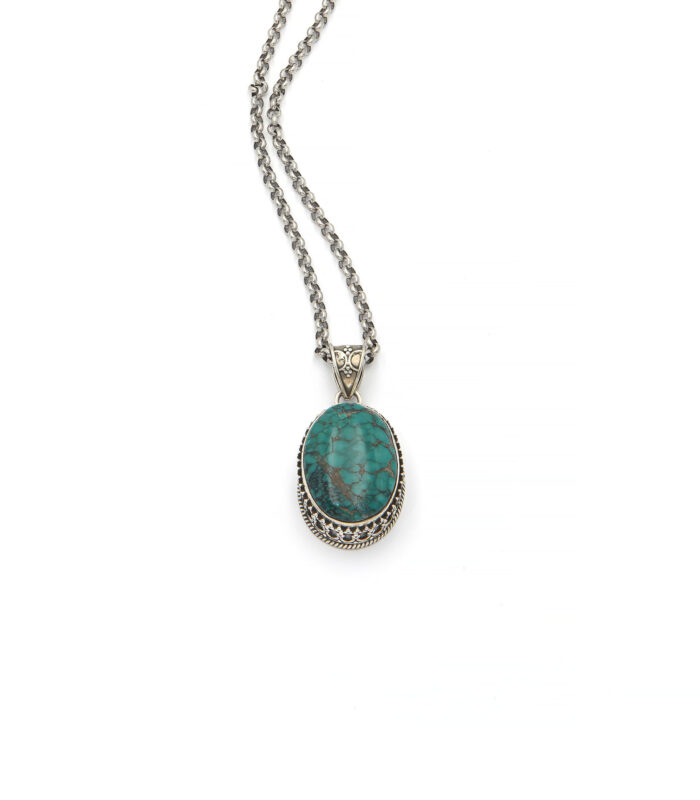 Handmade Pendant with African Turquoise and 925 Silve
