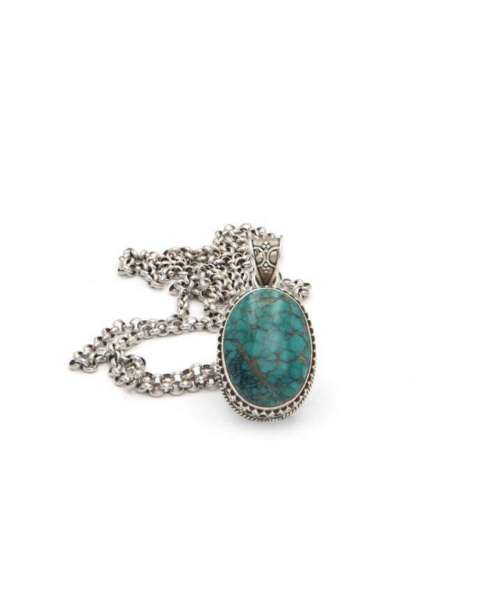 Handmade Pendant with African Turquoise and 925 Silve