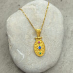 Byzantine pendant made of gold-plated silver 925 and zircon