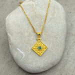 Byzantine pendant made of gold-plated silver 925 and zircon