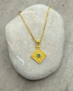 Byzantine pendant made of gold-plated silver 925 and zircon