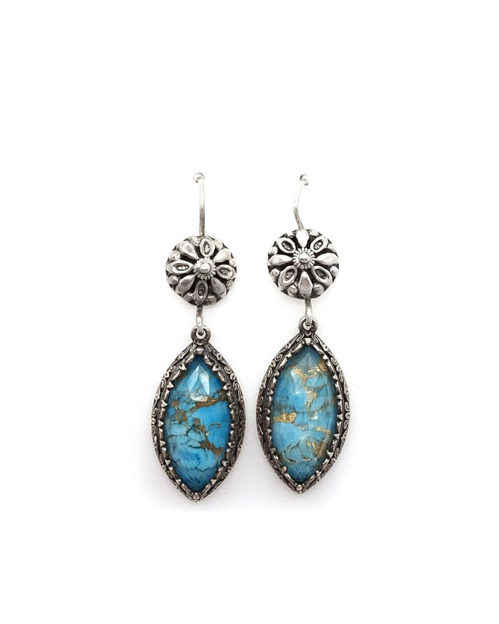 Βυζαντινά Σκουλαρίκια με Copper Turquoise και ασήμι 925