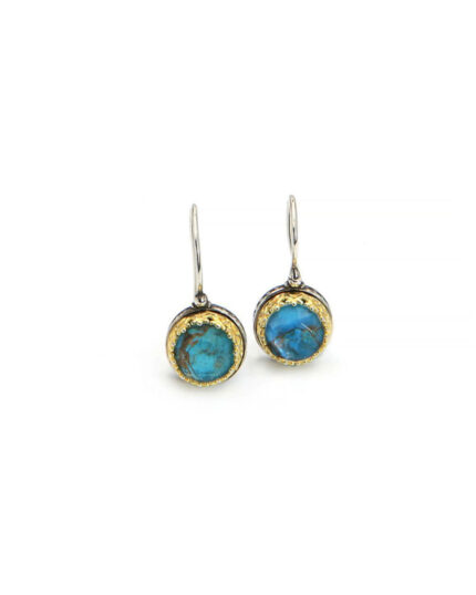 Βυζαντινά σκουλαρίκια με Copper Turquoise και ασήμι 925