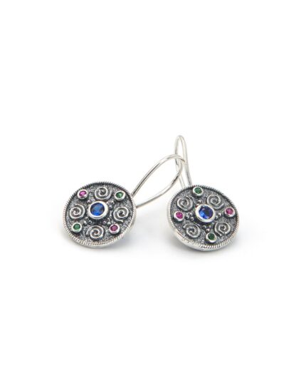 Handmade Byzantine Earrings from Silver 925 and zircon Handmade Byzantine Earrings from Silver 925 and zircon