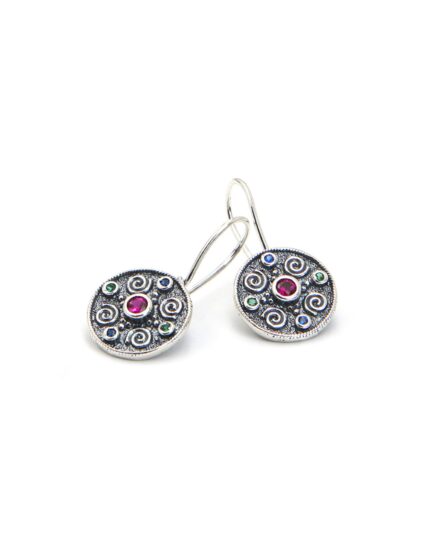 Handmade Byzantine Earrings from Silver 925 and zircon Handmade Byzantine Earrings from Silver 925 and zircon