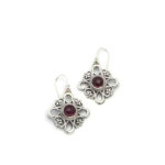 Handmade 925 silver earrings with semi precious garnet stone