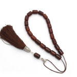 Pressed Baltic Amber Kompoloi with 925 Silver and Silk