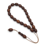 Coconut wood kompoloi with silver fittings