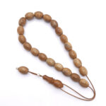 Coconut wood kompoloi with silver fittings
