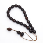 Coconut wood kompoloi with silver fittings