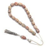 Leopard's Skin kompoloi with sterling silver accessories