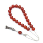 Carnelian semi-precious stone Kompoloi with 925 silver fittings