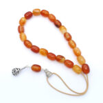 Iron Tiger Eye Kompoloi with 925 Sterling Silver Fittings