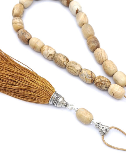 Picture Jasper Kompoloi with silk tassel and silver fittings