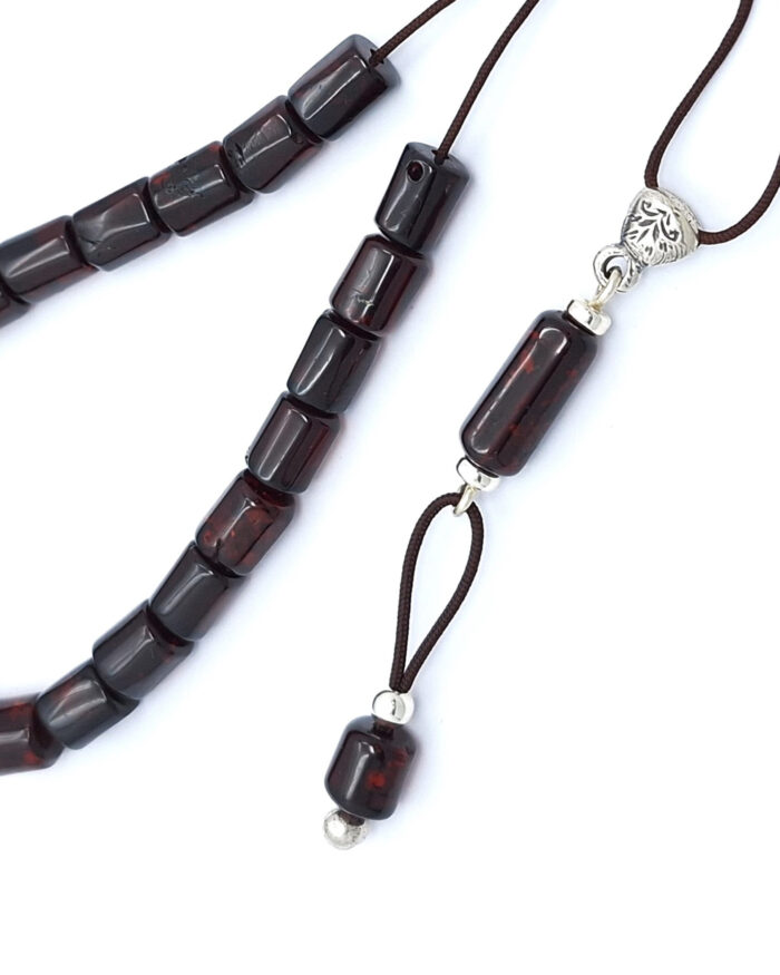 Genuine Baltic Amber Kompoloi in dark Cherry color