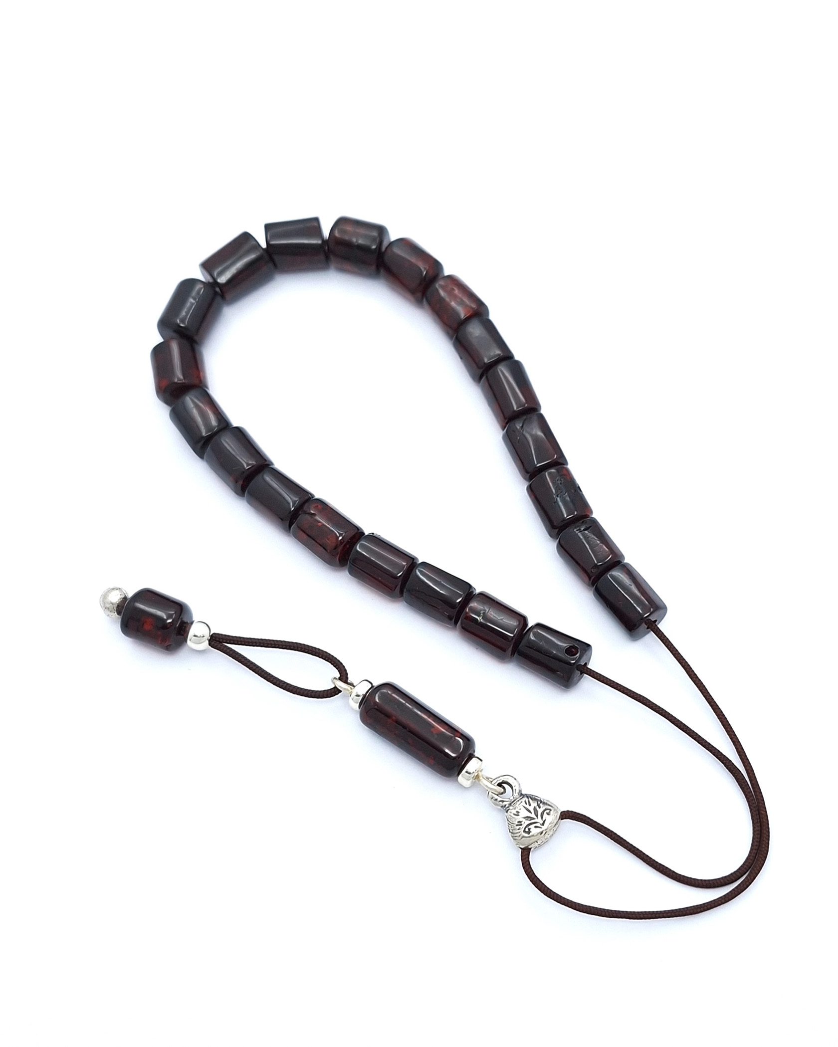 Genuine Baltic Amber Kompoloi in dark Cherry color Genuine Baltic Amber Kompoloi in dark Cherry color