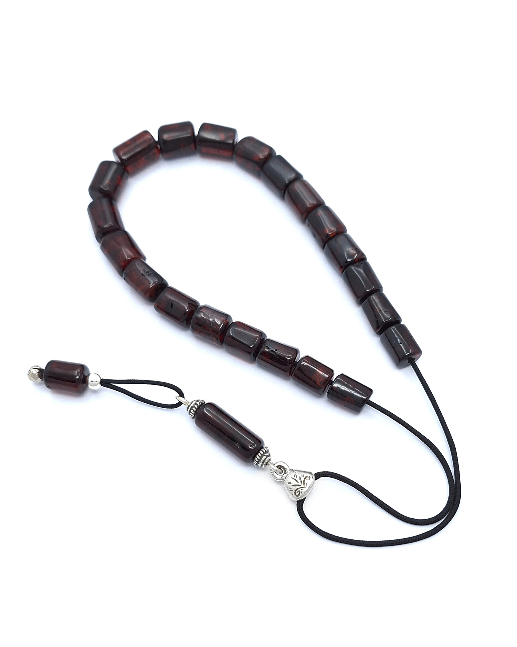 Genuine Baltic Amber Kompoloi in dark Cherry color Genuine Baltic Amber Kompoloi in dark Cherry color