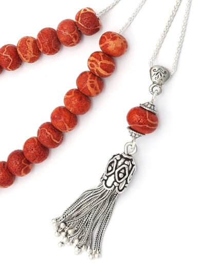 Collectible Sponge Coral Kompoloi with 925 Sterling Silver Fittings