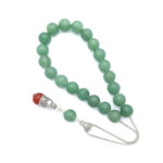 Aventurine kompoloi with silver fittings