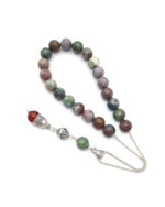 Indian Agate & Carnelian kompoloi with sterling silver accessories