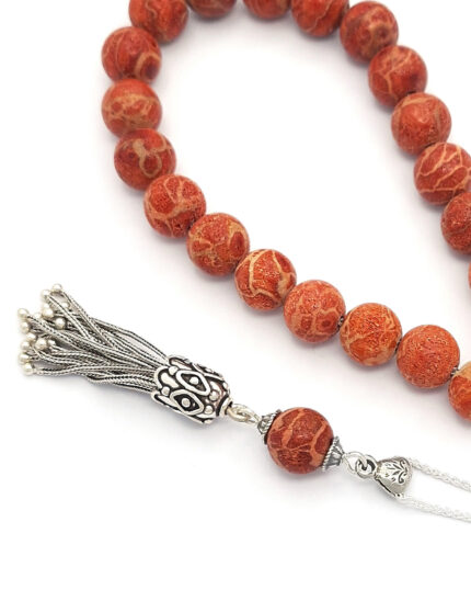 Collectible Sponge Coral Kompoloi with 925 Sterling Silver Fittings