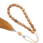 Olive wood kompoloi with silk tassel and silver 925