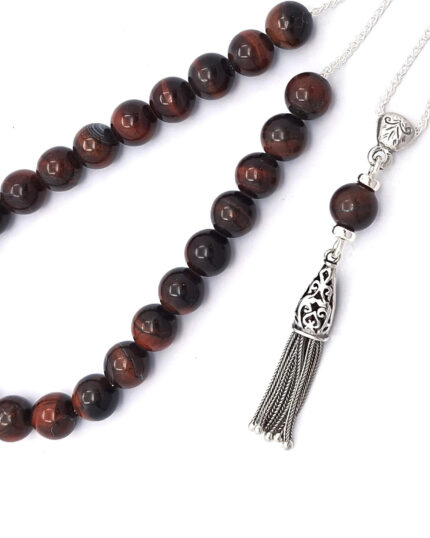 Red tiger eye kompoloi with 925 silver fittings Red tiger eye kompoloi with 925 silver fittings