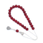 Red Jade kompoloi with Silver 925