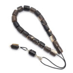 Animal horn kompoloi with silver fittings